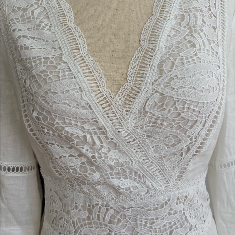 Soft Surroundings White Lace Long Sleeve Maxi Dress - Picture 3 of 14